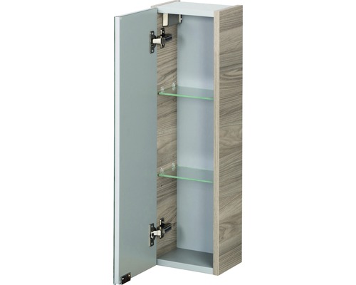 Armoire de salle de bain ouverte avec étagères en verre