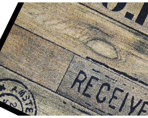 Fussmatte mit Holzoptik und Aufdruck