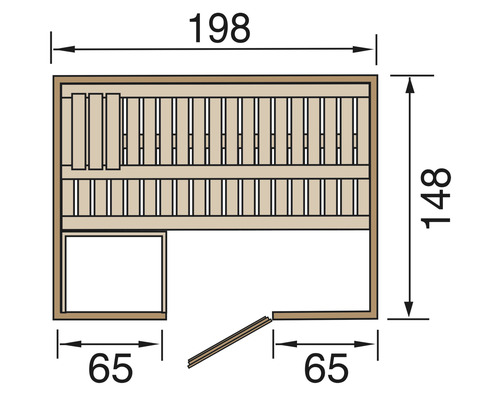 Schéma d''un sauna avec dimensions