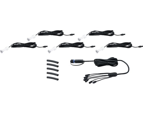 Kit de spots encastrables de jardin avec six spots et câble de raccordement