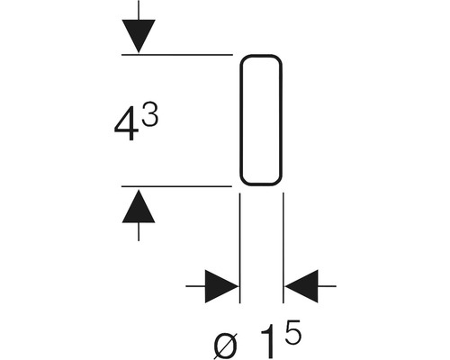 Technische Zeichnung mit Maßangaben 43 und Durchmesser 15