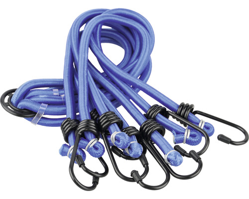 Bündel von blauen Spanngurten mit Haken