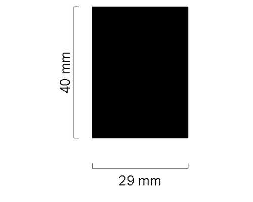 Image d''une forme rectangulaire noire mesurant 40 mm de haut et 29 mm de large.