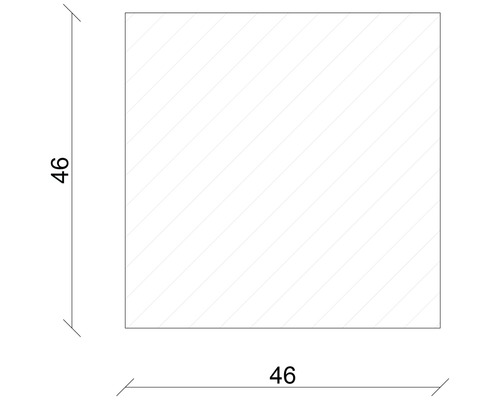 Surface carrée avec indication de dimension 46 x 46