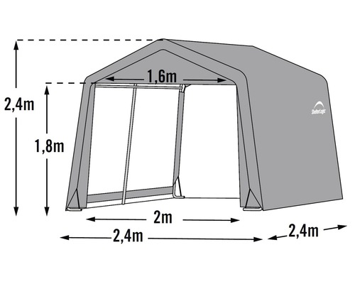 Illustration d''un abri avec indications de taille.