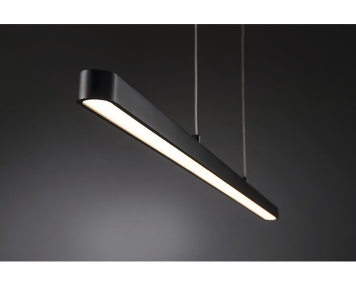 Schwarze LED Pendelleuchte mit geradlinigem Design.