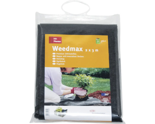 Emballage d''un rouleau de tissu anti-mauvaises herbes Plantex Weedmax mesurant 2 x 3 mètres
