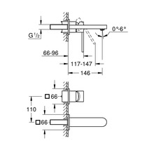 Dessin technique d''un robinet de lavabo avec dimensions