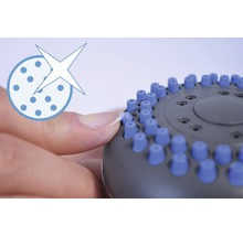 Pomme de douche avec fonction de nettoyage et symbole pour un nettoyage facile