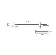 Zeichnung eines Wandbefestigungssatzes mit Abmessungen: 190 mm Länge und 5,0 mm mal 60 mm Schraube