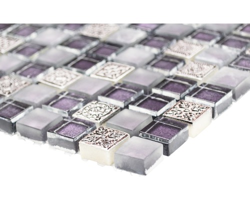 Mosaïque avec éléments en verre et métal