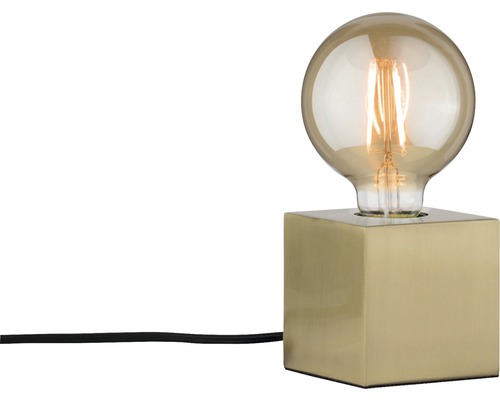 Lampe de table avec pied carré et ampoule ronde