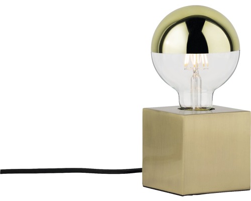 Lampe de table avec base cubique et ampoule décorative