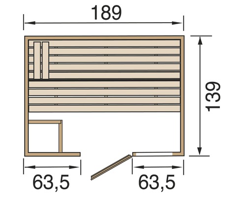 Plan d''une sauna avec dimensions