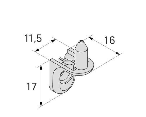 Abbildung einer Kabelkralle mit Größenangaben