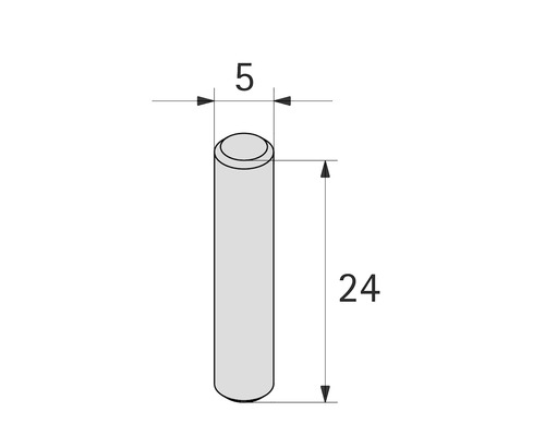 Zeichnung eines Stifts mit den Maßen fünf mal 24 Millimeter