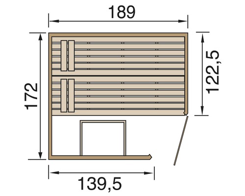 Plan d''une sauna avec dimensions
