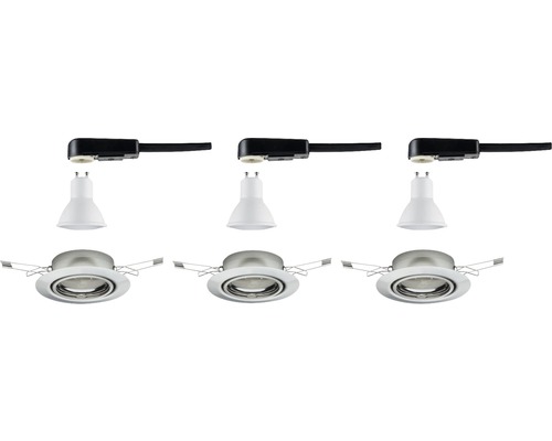 Drei LED-Einbaustrahler Sets mit Leuchtmittel, Gehäuse und Zubehör für die Stromschiene