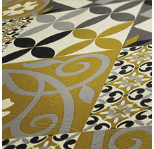Papier peint avec motifs géométriques et floraux