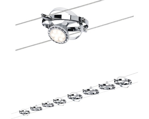 Seilsystem mit LED Leuchten und Chromhalterungen