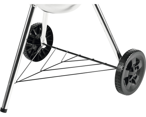 Detailaufnahme von Grillrädern und Gestell