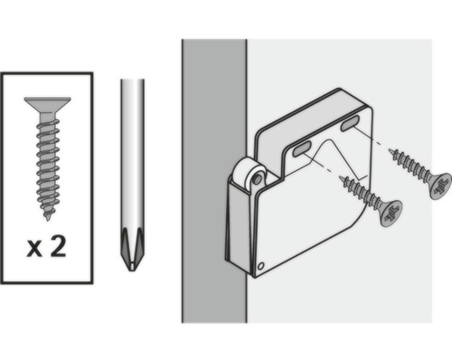Illustration einer Rollladenbefestigung mit Schrauben und Schraubendreher