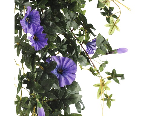 Guirlande de lierre artificielle avec des fleurs violettes et des feuilles vertes