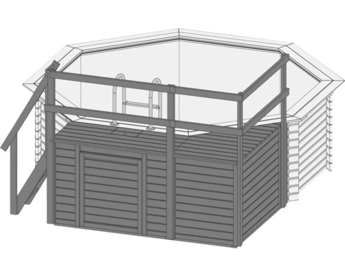 Piscine en bois avec échelle et plateforme