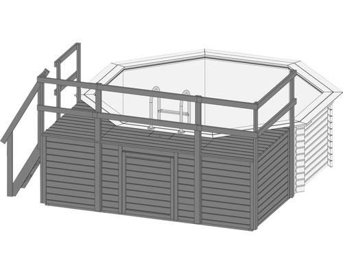 Aussenpool mit Holzverkleidung, Leiter und Treppe
