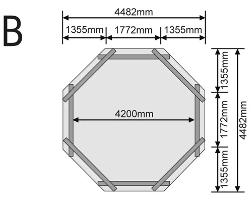 Plan d''un pavillon de jardin octogonal avec dimensions