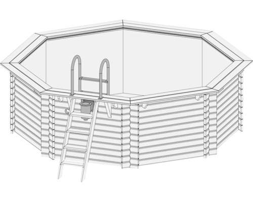 Piscine octogonale en bois avec échelle