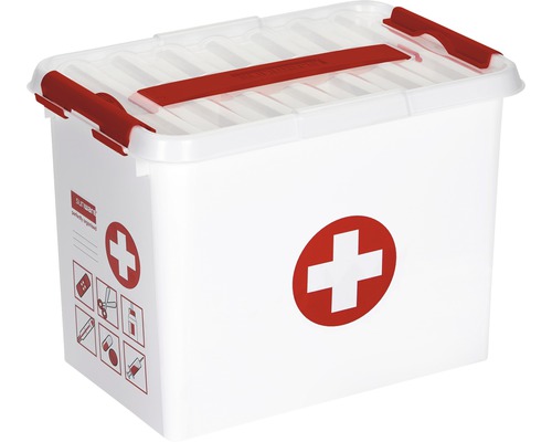 Boîte de premiers secours en plastique avec croix rouge