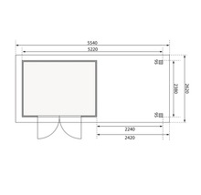 Abri de jardin Karibu Kodiak 5 avec toit en appentis de 2,4 m et paroi arrière 554 x 262 cm gris terre