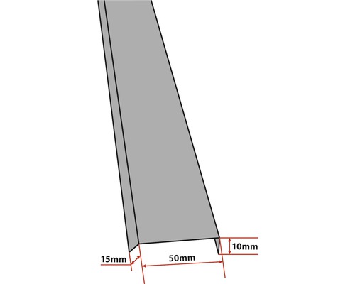 Illustration eines Metallprofils mit Maßangaben