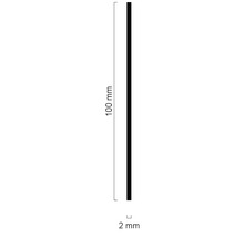 Abbildung der Abmessungen: 100 mm Länge und 2 mm Breite