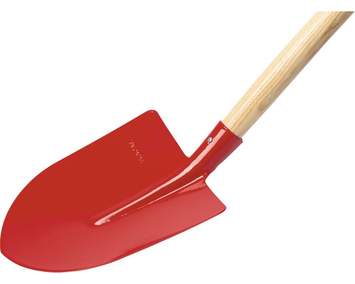 Bêche rouge avec manche en bois