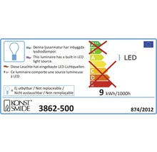 Étiquette énergétique avec des informations sur la source lumineuse LED intégrée et la consommation d''énergie