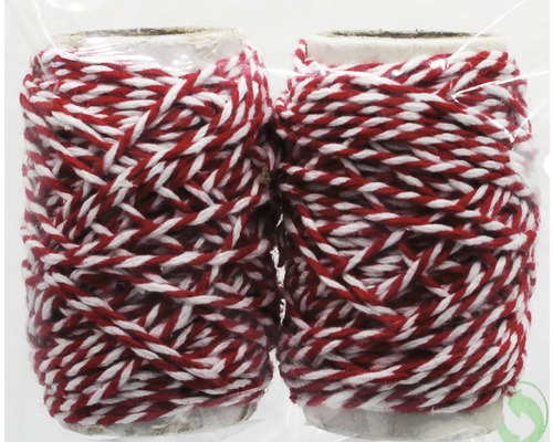 Deux rouleaux de ruban décoratif rouge et blanc