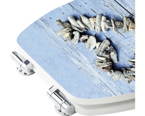 Abattant de WC avec motif de plage et décor de coquillages