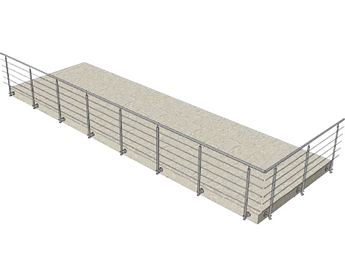 Balkongeländer mit horizontalen Streben und Geländerpfosten