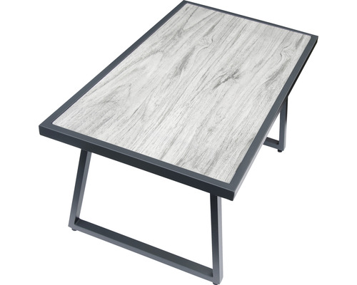 Rechteckiger Gartentisch mit Holzoptik und Metallgestell