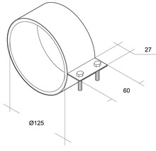 Collier de serrage d''un diamètre de 125 millimètres et fixation