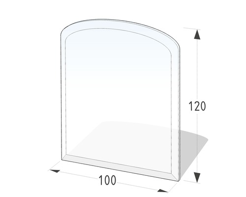 Plaque de protection en verre contre les étincelles arc segmenté 120x100 cm Dessin de produit d''une paroi de douche mesurant 100 sur 120 centimètres