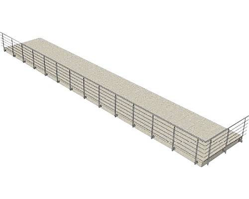 Longue rampe en pierre avec balustrade