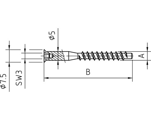 Dessin technique d''une vis avec filetage et indications de diamètre