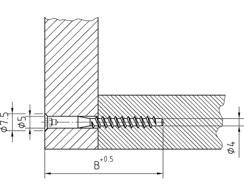 Dessin technique d''un assemblage de vis à bois avec dimensions