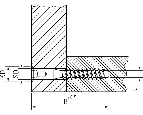 Dessin technique d''une vis dans une pièce avec indications de dimensions.
