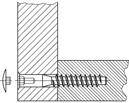 Dessin d''une vis fixant deux pièces de bois