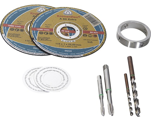 Disques à tronçonner, anneau métallique, tarauds et forets hélicoïdaux