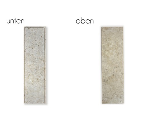 Carreau en travertin avec rainure pour le dessous et sans rainure pour le dessus